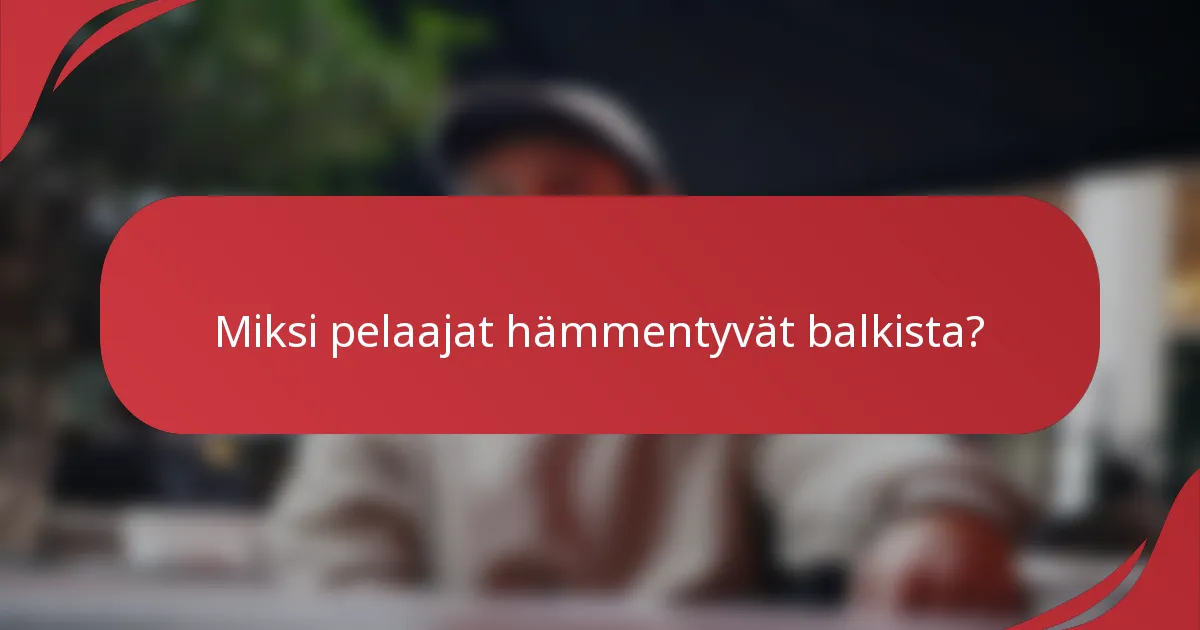 Miksi pelaajat hämmentyvät balkista?