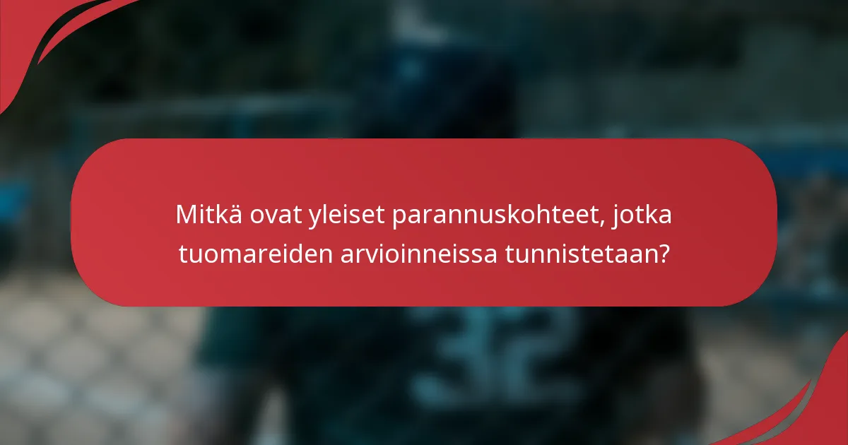 Mitkä ovat yleiset parannuskohteet, jotka tuomareiden arvioinneissa tunnistetaan?